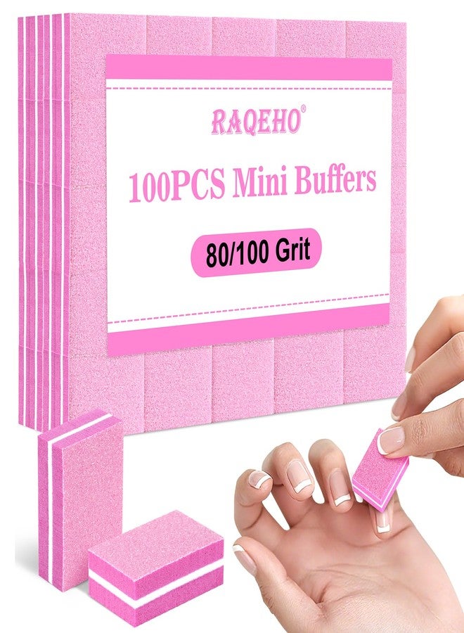 RAQEHO 100 Mini Nail Buffers Block - 80/100 Grit Mini Buffing Block limas para uñas Fingernail Files Bulk Dual Grit Nail Files for Acrylic Gel Natural Nails Manicure Pedicure Portable Nail Care Kit - Image 1
